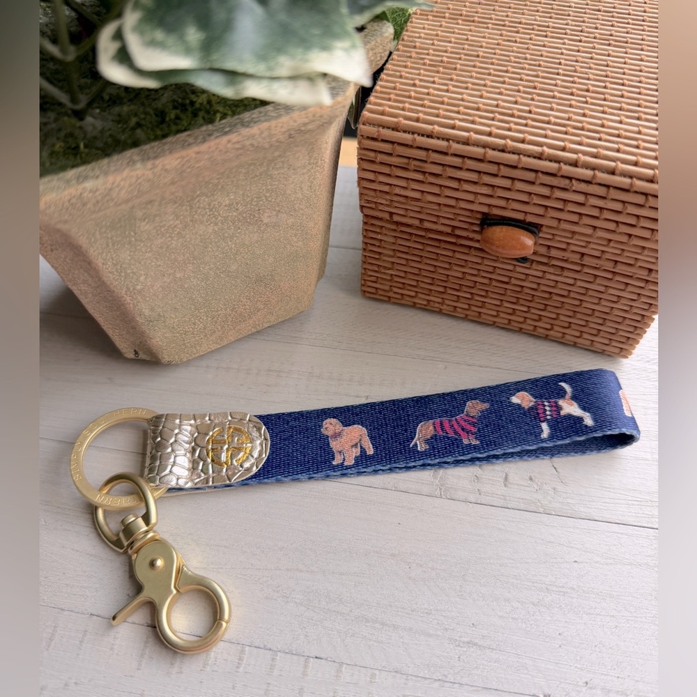 Simply Southern Navy Blue Dog Design Key FOB Keychain - Dog Lover Gift